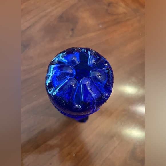 Northwood grape & cable pattern vintage Mosser cobalt blue glass hatpin holder - Picture 5 of 9